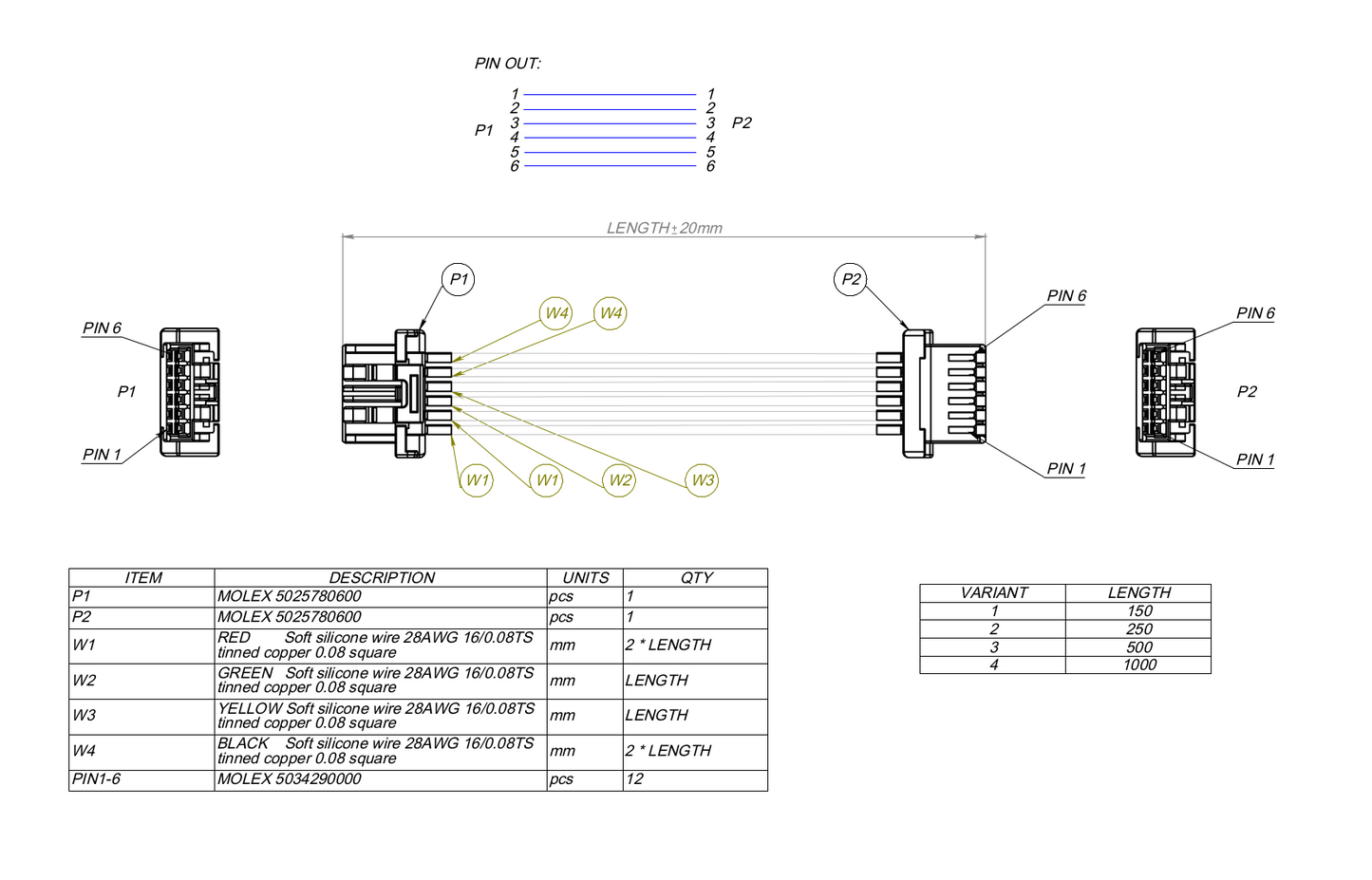 Molex 6-pin cable